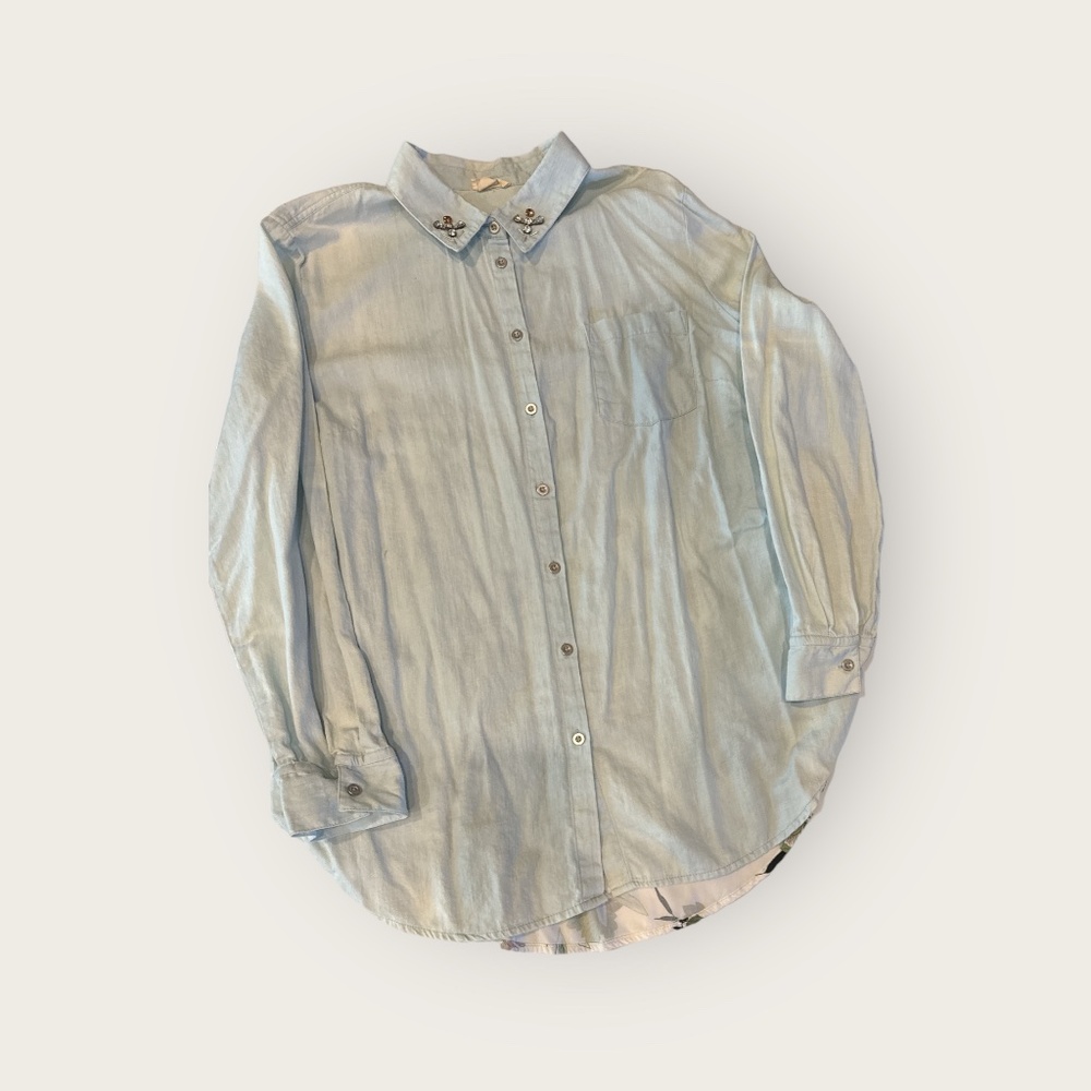 Embellished button down shirt